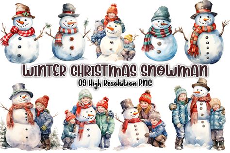 Winter Christmas Snowman Clipart Graphic By Big Daddy Creative Fabrica