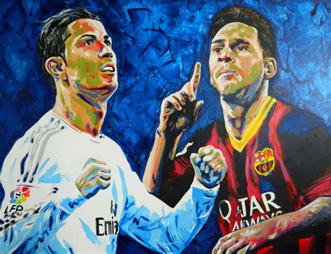 El Classico - Ronaldo vs Messi Painting by scottstrachanartist on ...