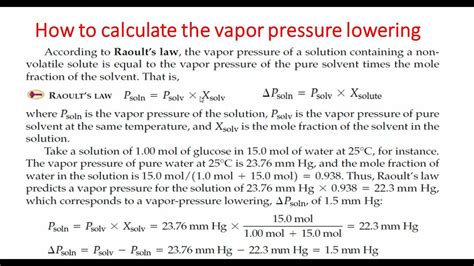 Colligative Properties Part 3 Calculation Of Vapor Pressure Lowering