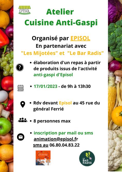 Atelier De Cuisine Anti Gaspi Le 17 Janvier Inscrivez Vous Episol