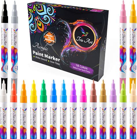 Amazon Acrylic Paint Pens Set Of 18 Vibrant Color Markers Kit For