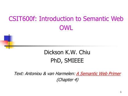 Chapter Owl Based On Slides From Grigoris Antoniou And Frank Van