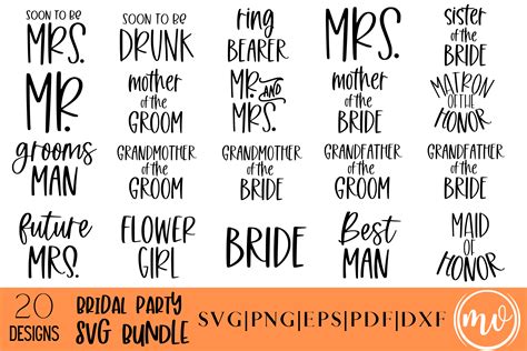 Bridal Party Svg Bundle Wedding Svg Bundle Bride Svg Best Man By