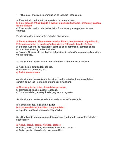 Examen An Lisis E Interpretaci N De Estados Financieros Qu Es