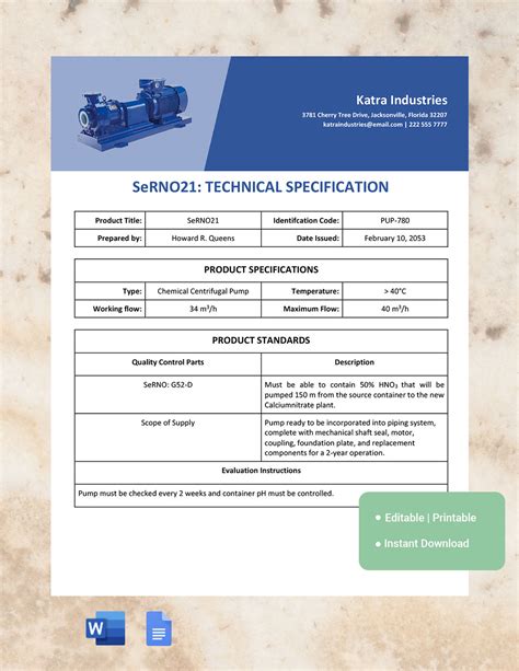 Technical Specification Document Template in Google Docs, Word ...