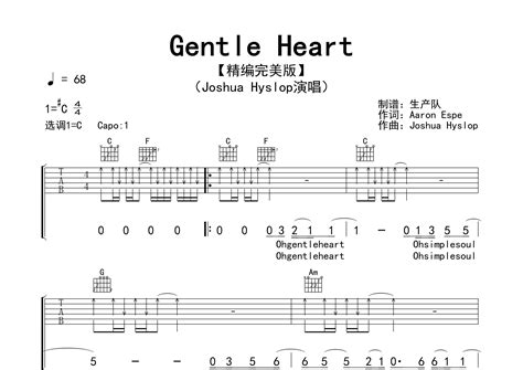 Gentle Heart吉他谱joshua Hyslopc调弹唱六线谱生产队上传 吉他屋乐谱网