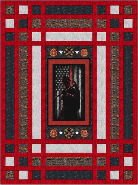 Plaid And A Panel Quilt Kit Firefighter In X In