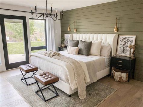 Earth Tone Bedroom Ideas Include Olive Green Accent Wall Soul Lane