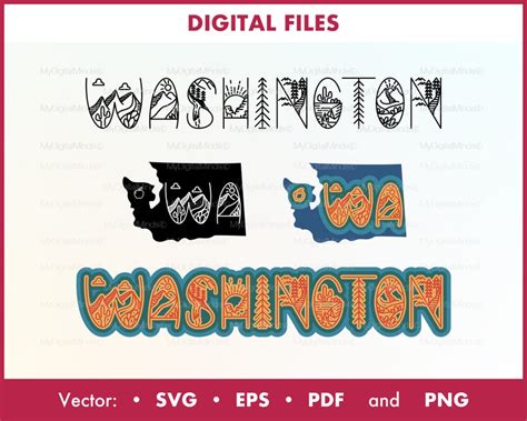 Washington State SVG PNG Design Washington USA Wall Art - Etsy