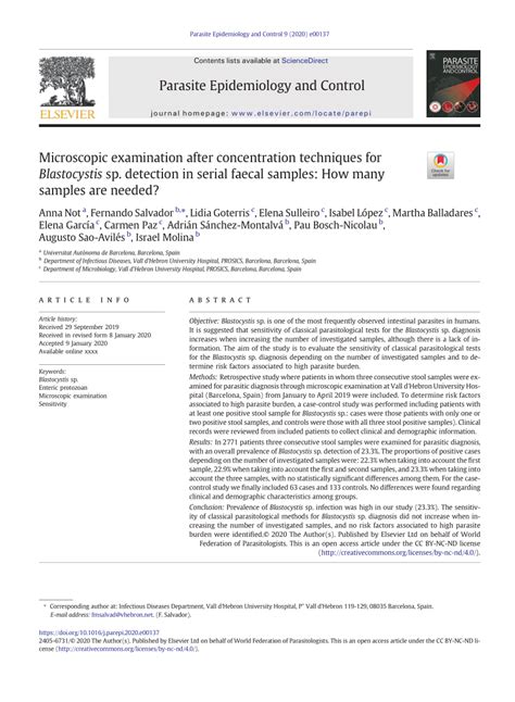 Pdf Microscopic Examination After Concentration Techniques For Blastocystis Sp Detection In