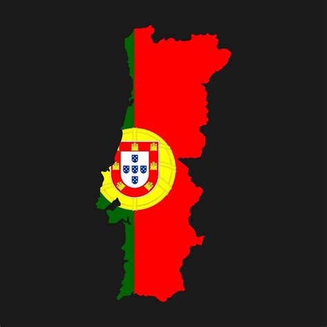 Portugal Map Silhouette With Flag On Black Background 3330859 Vector