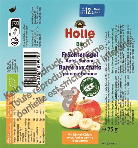 Bio Früchteriegel Apfel Banane Holle