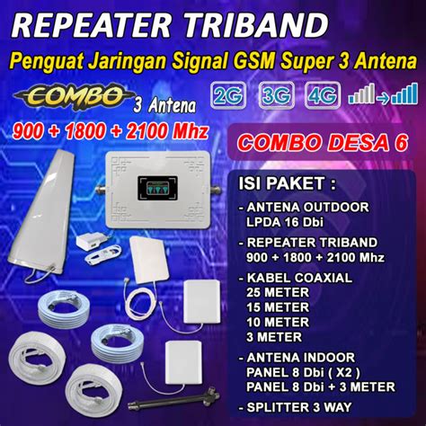 Super Combo Repeater Triband G G G Tri Antenna Indoor Tiga Antena