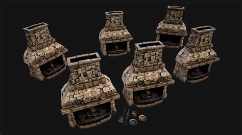 Medieval Fireplace - 3D Model by Dereza