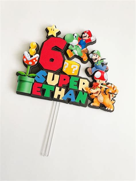 Super Mario Inspired Cake Topper Etsy Yastıklar