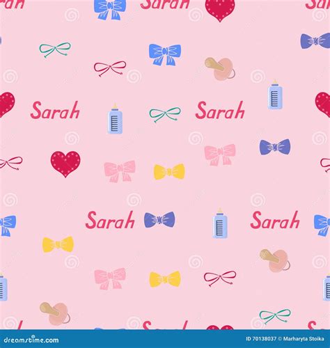 Seamless Background Pattern Name Sarah of the Newborn. Name Baby Sarah. Seamless Name Sarah ...