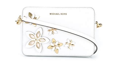 Michael Michael Kors Leather Flower Shoulder Bag In White Lyst