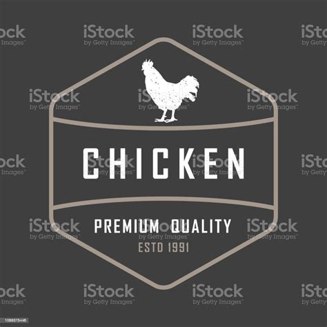 Premium Chicken Logo Labels Badges And Design Elements Retro Style Vector Illustration Stock