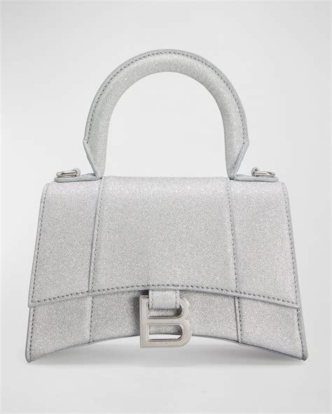 Balenciaga Hourglass XS Metallic Croc Embossed Top Handle Bag Neiman