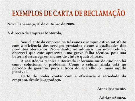 Exemplo De Carta Argumentativa De Reclamação E Solicitação Novo Exemplo