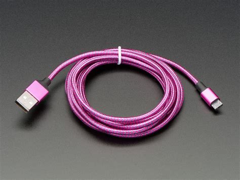 Pink And Purple Braided USB A To Micro B Cable 2 Meter Long ID 4148