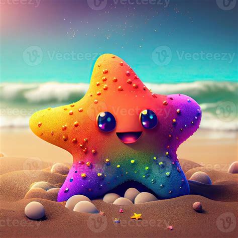 Linda Vistoso Estrella De Mar Dibujos Animados Ilustraci N Estrella De