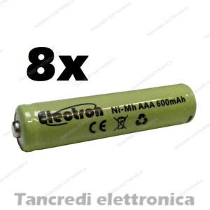 8x Pila Batteria Ministilo Mini Stilo Ricaricabile AAA Nimh 600mAh 1 2V