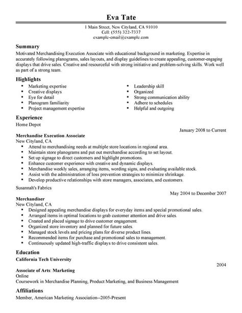 Home Depot Sales Associate Resume