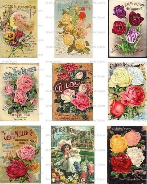 Printable Vintage Seed Packet Collage Sheet Instant Download, Floral ...