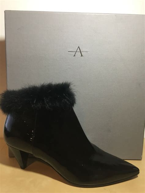 New Aquatalia Antonia Black Genuine Rabbit Fur Trim Weatherproof Bootie