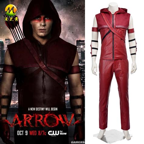 Top Quality Red Arrow Cosplay Costume Roy Harper Costume Hoodie Leather ...