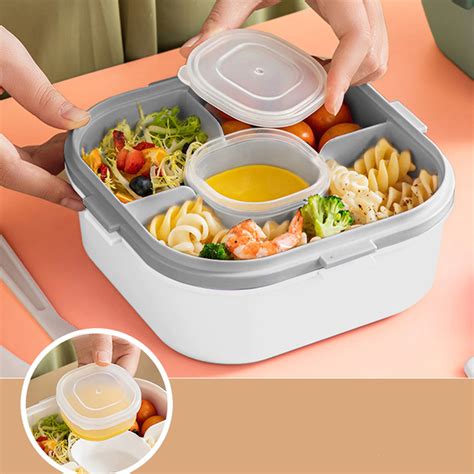 Plastic Double Layer Salad Lunch Box White Ml At Mighty Ape Nz