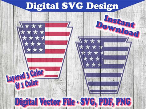 Keystone Us Flag Design Svg Pennsylvania Pa Instant Download Etsy