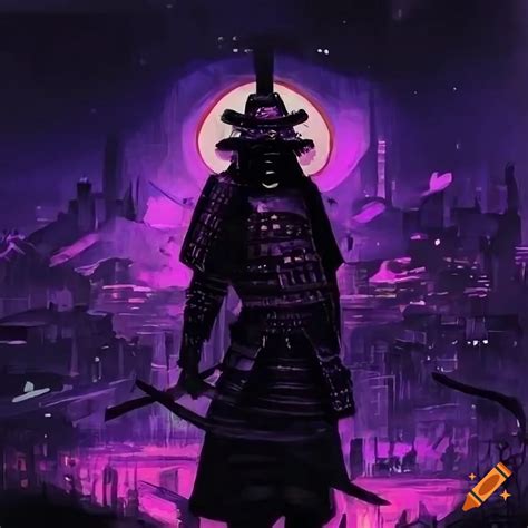 Painting Of A Futuristic Samurai In A Night City On Craiyon