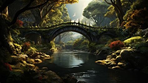 Premium Photo | A beautiful view of forest greenery and a bridge