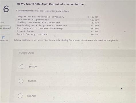 Solved Tb Mc Qu Algo Current Information For Chegg