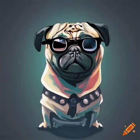 Cool Pug Wearing Sunglasses On City Streets On Craiyon