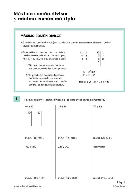 Problemas De Mcm Y Mcd Para Sexto De Primaria Fichas Para Imprimir