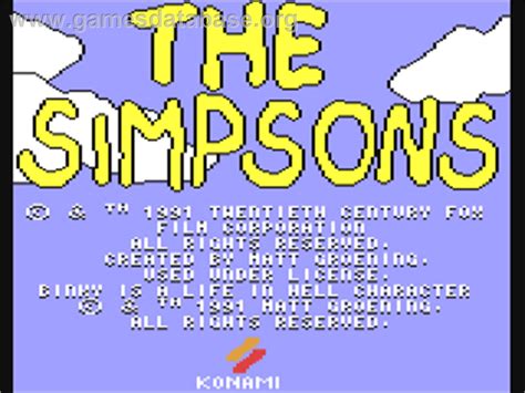 The Simpsons Arcade Game Commodore 64 Artwork Title Screen