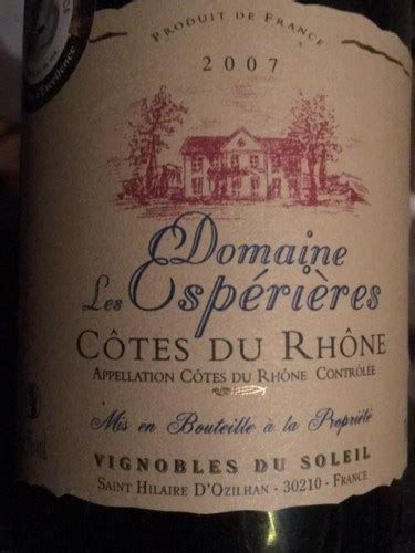 Vignobles Du Soleil Domaine Les Esp Ri Res C Tes Du Rh Ne Vivino Us