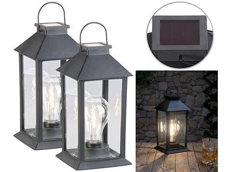 Lunartec Lampen Garten Er Set Solar Laterne Mit Led Gl Hbirne