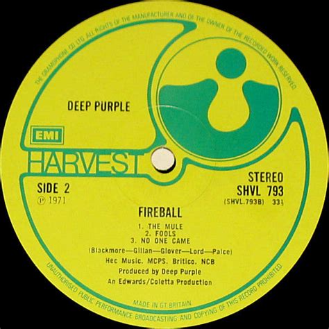 Deep Purple Fireball 1971 Uk Original Pressing Rare Vinyl