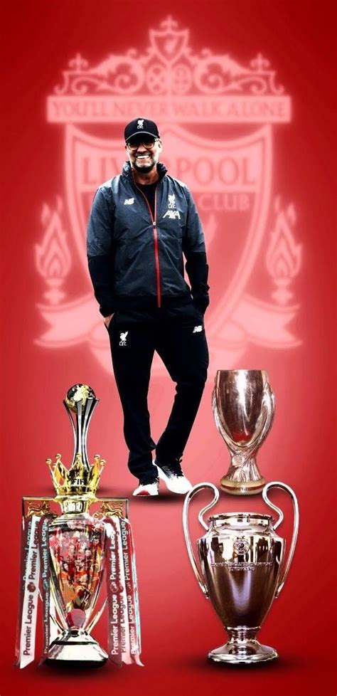 Liverpool FC Trophies on Red Background