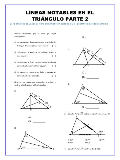 Líneas Notables En Un Triángulo Parte 2 Download Free Pdf Triángulo Geometria Clasica