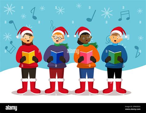 Children Sing Christmas Carols Vector Illustration Stock Vector Image