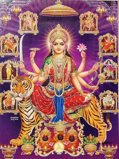 Navadurga Nine Form Of Durga Poster With Glitter