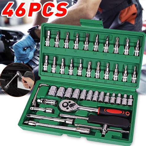 Car Repair Tool Pcs Inch Socket Set Ratchet Torque Wrench Combo