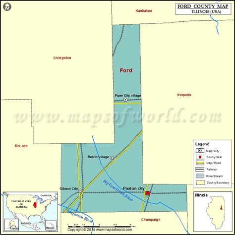 Ford County Map Illinois