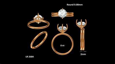 3ct 9mm Round Cut Moissanite Stone Solitaire Wedding Ring Set In 14k