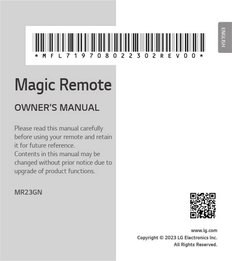 LG MAGIC REMOTE MR23GN OWNER'S MANUAL Pdf Download | ManualsLib